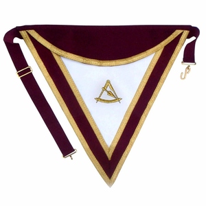 Delantal de Oficiales y Ex Maestros Masónicos Reales y Selectos, Color Granate, Regalia Masónica, Ropa Ceremonial para el Consejo - Product Image 6