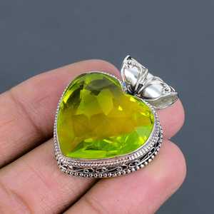 Pendentif cœur en topaze citron faite à la main, bijoux en argent sterling 925, collier en pierre précieuse naturelle, cadeau pour elle - Product Image 4