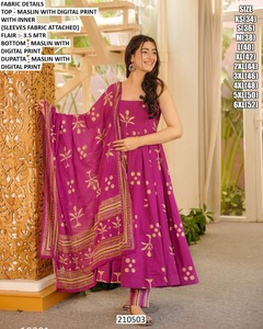 ชุดเดรสยาวแบบ Anarkali สีเขียวมรกต แบรนด์ Emerald Noor สำหรับงานปาร์ตี้ของผู้หญิง - Product Image 1