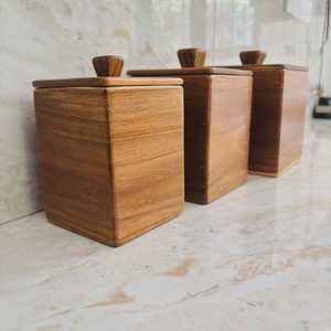Classic Wooden <b>Jar</b> with Wooden Lid 250mL Capacity Durable Eco-Friendly Spice <b>Storage</b> Container <b>for</b> Home <b>Kitchen</b> Use - Product Image 5