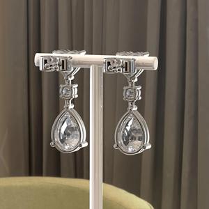 Pendientes de Diamantes Cultivados en Laboratorio, Oro Sólido de 14K, Diseño de Gota de Agua, Cierre de Rosca, Joyería Larga para Fiestas, para Mujer, Certificación IGI VVS - Product Image 2