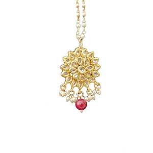 Tocado étnico de aleación de zinc estilo Royal Head, Maang Tikka para mujeres - Boda, novia, San Valentín, aniversario. - Product Image 1