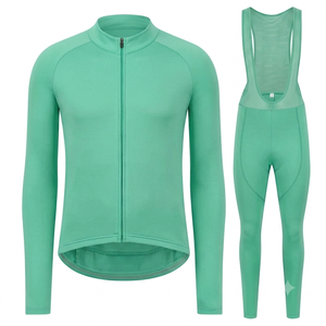 Ensemble cycliste thermique vert menthe pour homme, tenue de course à vélo respirante, combinaison de cyclisme à manches longues pour adulte - Product Image 1