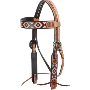 Brida de cuero occidental para caballo, cabezada con cuentas y grabado a mano, hebilla ajustable, equipo ecuestre para equitación, entrenamiento de caballos, ranch y rodeo - Product Image 2