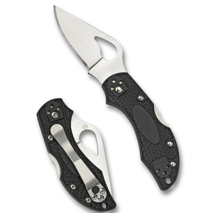 Navaja de bolsillo plegable con mango texturizado negro, hoja de acero inoxidable de filo liso con orificio para el pulgar en forma de lágrima y clip para uso diario. - Product Image 1