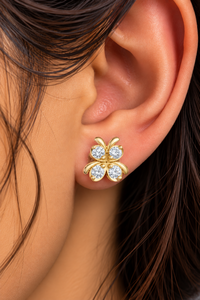 Pendientes de Diamantes Cultivados en Laboratorio con Corte Redondo, Oro de 14K/18K, Diseño de Mariposa con Cuatro Piedras de Diamante, 0.36CT DEF VVS, Joyería Elegante para Novias, ODM - Product Image 2