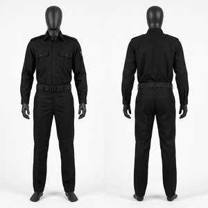 Ensemble de veste uniforme de sécurité noire Hardson Premium tissée 220 GSM pour hommes avec patch brodé sur la manche et logo personnalisé sur l'épaule - Product Image 1