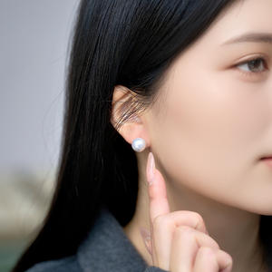 S925 Pure <b>Silver</b> <b>Stud</b> Earrings with 10-11MM Pearls Luxury Jewelry for Heavy Industry for Making a Statement - Product Image 4