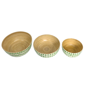 Bol décoratif rond en bambou fait à la main avec incrustation de capiz Design écologique motif géométrique vert pour servir la décoration de stockage à la maison - Product Image 6