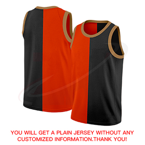 Maillot de basketball personnalisé rouge et noir, color block, sublimé, débardeur unisexe respirant 100 % polyester, impression avant du nom et du numéro de l'équipe - Product Image 2