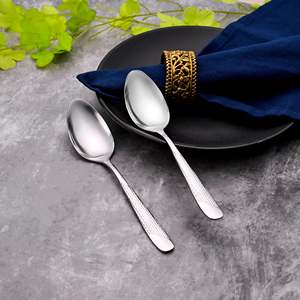<b>Mini</b> Majestic Set of 2 Stainless Steel Spoons Long Handle Dinner & Tea Soup Serving Spoons Silver <b>PC</b> Material for Hotels - Product Image 1