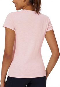 Women's <b>Pink</b> Short Sleeve O-Neck T-Shirt Regular Fit Solid Color Jersey Knitted Cotton Casual Spring Summer - Product Image 4