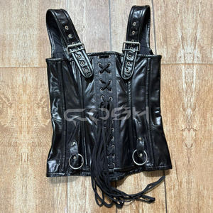 Corsé de Cuero Negro Resistente con Hebillas, Estilo Punk Rock, Top Overbust con Múltiples Correas y Detalle de Herrajes en D - Product Image 4