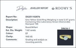 Anillo de Diamante Cultivado en Laboratorio en Oro Amarillo de 14K, Corte Brillante, Certificado IGI, Elegante, en Oferta, para Compromiso, Boda o Propuesta - Product Image 2