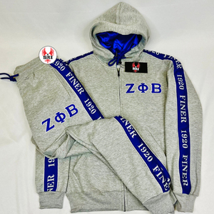 Conjunto Deportivo de Dos Piezas para Mujer, Sudadera con Capucha de Algodón Grueso, Bordado con Letras Griegas de la Hermandad Zeta Phi Beta, Estilo Casual y Deportivo - Product Image 5