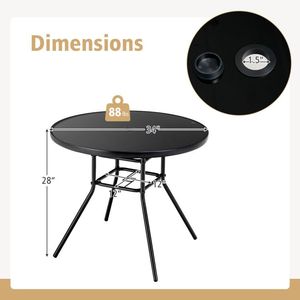 Tavolo da Pranzo da Esterno da 34 Pollici con Foro per Ombrellone da 1,5 Pollici per Giardino - Product Image 4