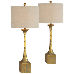 Lampe de table contemporaine en bronze avec abat-jour rectangulaire en tissu blanc, contrôle par interrupteur LED E26, grande lampe décorative de bureau - Product Image 3