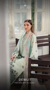 Ensemble 3 pièces Afrozeh Modern Party Anarkali Salwar Kameez Dupatta avec broderie Kari imprimée en coton infroissable - Product Image 3