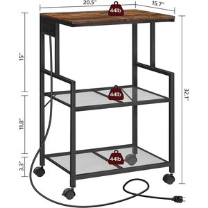 Industrial 3-Tier <b>Printer</b> Stand Rolling Storage Cart with Power Outlets and 2 <b>USB</b> Ports Easy-to-Move <b>Printer</b> Table on Wheels - Product Image 2