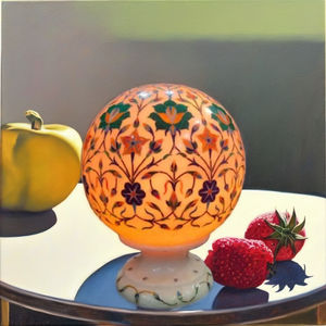 Lampe artisanale en marbre incrusté, design antique traditionnel, parfaite pour les salons, finition décorative en marbre. - Product Image 2