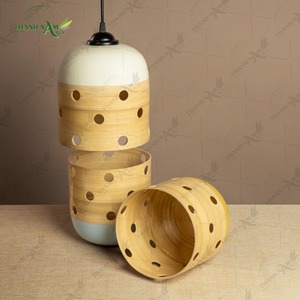 Abat-jour en bambou filé, abat-jour en bambou, lampe suspendue en bambou, éclairage artisanal écologique - Product Image 4