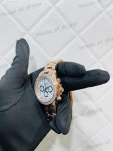 Montre de luxe pour homme et femme, en acier inoxydable, avec lunette sertie de diamants Moissanite VVS. - Product Image 4