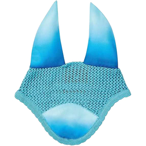 Premium Quality Knitted Horse <b>Ear</b> <b>Protector</b> Net Hat with Black <b>Ears</b> and White Flower Spandex Mesh Veil Fly Hood 60x80x90cm - Product Image 4