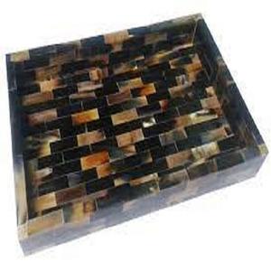 Plateau de service rectangulaire fait à la main de haute qualité sur mesure artisanat naturel incrustation de corne Top vente coquillage de style animal - Product Image 5