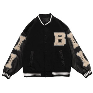 Veste de style universitaire moderne inspirée du patchwork, avec des détails raffinés, veste d'hiver pour homme - Product Image 1