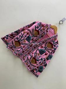Hand Embroidered Floral Mandarin Collar Cotton <b>Poncho</b> Adult Women's Bohemian Spring Full Sleeve Outerwear - Product Image 2