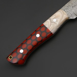 Cuchillo de Hoja Fija de Acero de Damasco, Espiga Completa, para Caza y Desollado, OEM, Industrial, para Camping y Exteriores, con Funda - Product Image 6