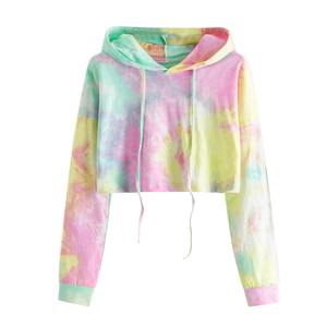Sudaderas cortas con capucha de secado rápido y transpirables para mujer, con estampado tie-dye, antibacterianas, de alta calidad. - Product Image 1