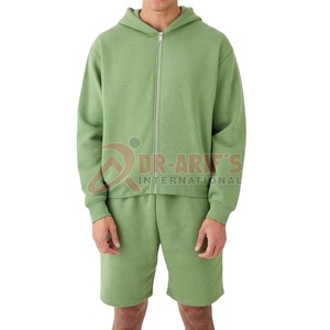 Ensemble de sweat à capuche zippé femmes survêtement personnalisé coton hommes ensembles de shorts d'été unisexe Jogging porter hommes Jogging porter - Product Image 3