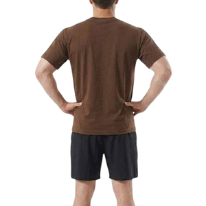 Men's Brown Cotton T-Shirt Short Sleeve O-Neck Regular Fit Casual Solid Color Jersey Knitted Custom <b>Design</b> Top Quality Men Shirt - Product Image 3