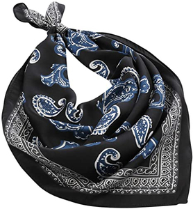 Wholesale In-Stock Custom Plaid Printed <b>Black</b> Cotton Silk Ethnic Bandana <b>Scarf</b> with Embroidery Breathable Unisex - Product Image 4