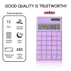 <span class=keywords><strong>Calcolatrice</strong></span> Aziendale a 12 Cifre in Colore Bianco, Strumento di Calcolo Personalizzato per Studenti, Grazioso Articolo di Cancelleria Alimentato a Energia Solare - Product Image 2