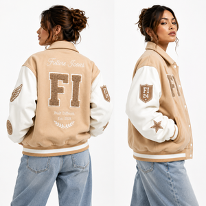 Chaqueta Varsity Oversize con Hombros Caídos, Apliques de Chenille Bordados, Estilo Letterman, Personalizada, Vintage, de Invierno, para Béisbol, Venta al por Mayor - Product Image 2