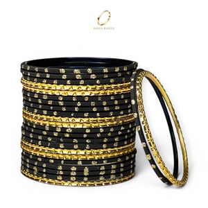 Pulseras de Moda para Niñas, Bañadas en Oro Negro con Cristales, de Acero Inoxidable, Estilo Indio, para Fiestas y Bodas - Product Image 3