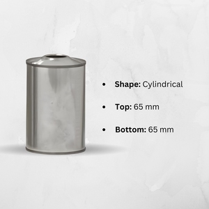 Boîtes en fer blanc cylindriques Avighna pour lubrifiants et graisses chimiques - Diamètre 65 mm, finition brillante, impression de logo personnalisée - Product Image 2