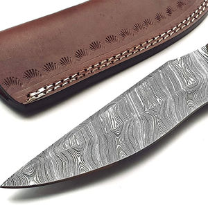 Cuchillo de Caza de Acero de Damasco de Diseño Superior, Alta Calidad con Mango de Madera de Agarre Cómodo, Personalizable OEM - Product Image 6