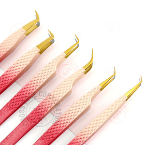 Eyelash Extension Isolation Tweezer Lash Tool Pink Eyelash Applicator Tweezers Fiber Tip Lash Tweezers for Individual Lashes - Product Image 1