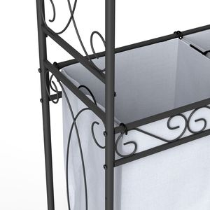 Multi-Functional Heavy-Duty Metal Laundry <b>Hamper</b> with Hanging Rail <b>Storage</b> Shelf and Rolling Wheels Easy-to-Move Organizer - Product Image 3