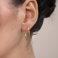 Boucles d'oreilles créoles J&D rondes en acier inoxydable 316L plaqué or 18 carats avec zircons blancs dégradés, style vintage pour femme