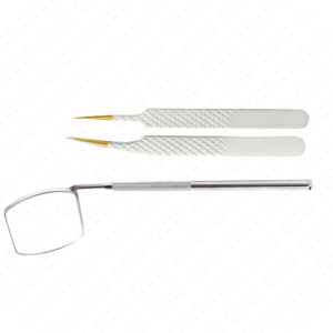 3PCS Stainless Steel Eyelash Extension Tweezers Set with White Isolation Mirror Fiber Tip Lash <b>Tools</b> Private Label Kit - Product Image 3