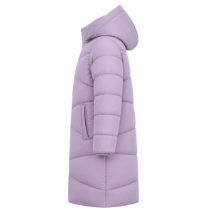 Manteau long à capuche pour femme, couleur unie, fermeture éclair, veste d'hiver épaisse et chaude, vêtements d'extérieur décontractés avec poches - Product Image 3