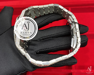 AARVA JEWELS นาฬิกาข้อมือแฟชั่นสำหรับทุกเพศ ตัวเรือนสแตนเลสทรงไม่สมมาตร หน้าปัดกระจกโมอิสซาไนต์หรูหรา ขนาด 38 มม. ระบบควอตซ์อะนาล็อก - Product Image 5