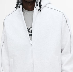 Sudadera con capucha de moda para hombre con cremallera, tejido de jersey lavado, ecológica, transpirable, cálida, de forro polar, estilo urbano. - Product Image 3