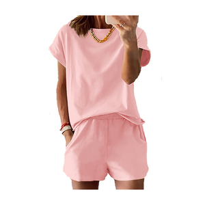 ชุดเซ็ตเสื้อยืดและกางเกงขาสั้นสำหรับผู้หญิง น้ำหนักเบา เหมาะสำหรับฤดูร้อน ผ้าเนื้อดี ระบายอากาศได้ดี กันน้ำ พร้อมเสื้อกล้ามและกางเกงขาสั้นลำลอง - Product Image 2