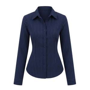 Chemise habillée à manches longues rayée pour homme, col rabattu, tissu popeline, tenue formelle d'automne, respirante et confortable - Product Image 5