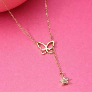 จี้รูปผีเสื้อเงินแท้เคลือบทอง - Product Image 1
